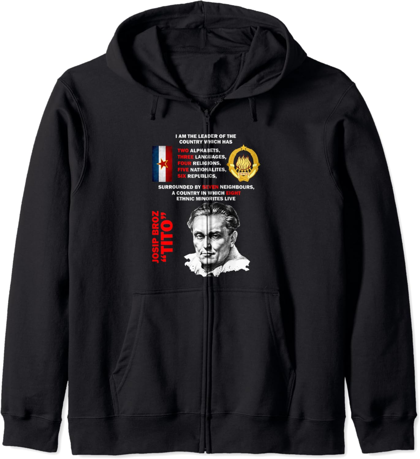 Josip Broz Tito Zip Hoodie Clothing, Shoes & Jewelry